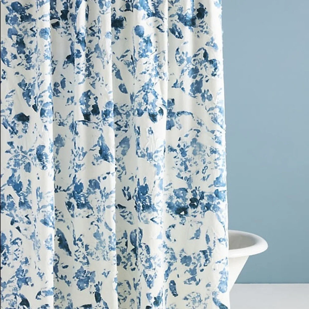 Anthropologie-Poppy Applique Shower Curtain